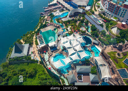 Singapur, Singapur - 24. August 2013: Luftaufnahme von Marine Life Park auf der Insel Sentosa Stockfoto