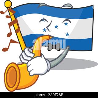 Cartoon Flagge honduras Charakter mit Trompete isoliert Stock Vektor