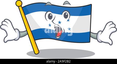 Cartoon Flagge Honduras isoliert in Charakter überrascht Stock Vektor