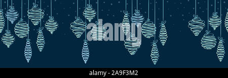 Spaß hand Christbaumkugeln horizontale Nahtlose hängenden Weihnachten Dekoration - ideal für Banner, Wallpaper, Umhüllung, Hintergrund, Vektor desi Stockfoto