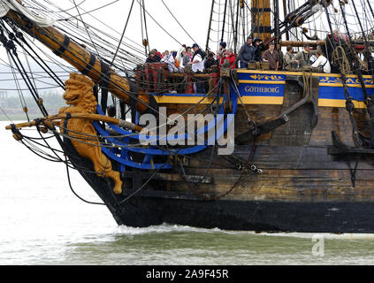 Götheborg III (2003): Schwedische dreimaster Square, 47 m lang, Replikat des aus dem 18. Jahrhundert Indiaman, homeport: Göteborg, Schweden. Stockfoto