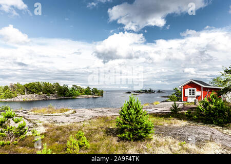 Schweden Haus auf dem Wasser Stockfoto