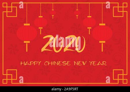 Postkarte mit chinesischen Neujahr Laternen Stock Vektor