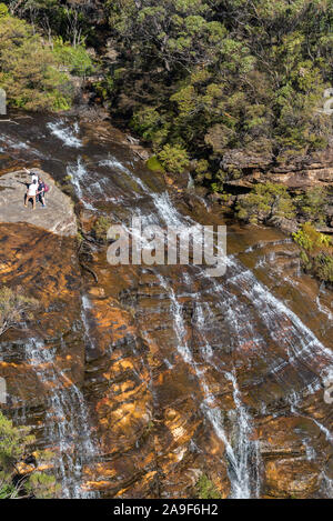 Wentwrth fällt, obere Partie des berühmten Wasserfall in den Blue Mountains Stockfoto