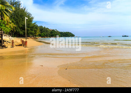 Blick auf das südliche Ende der Bang Tao Beach, Phuket, Thailand Stockfoto