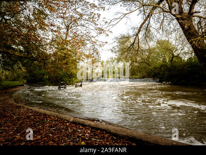 Das Wehr an der Parson's Pleasure, Universität Oxford Parks Stockfoto