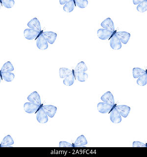 Aquarell Schmetterlinge Hintergrund. Hand gezeichnet nahtlose Muster. Abbildung. Design für Hochzeit und Grußkarten, Druck auf Stoff. Stockfoto