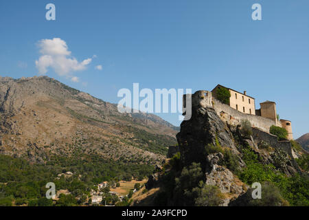 Cittadelle U Castellu - die Zitadelle auf dem Hügel der Altstadt von Corte, Zentral Korsika, Corse-du-Sud, Frankreich Europa - Korsika Berg Dorf Landschaft Stockfoto