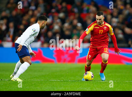 LONDON, ENGLAND. 14. NOVEMBER: sead Haksabanovic Montenegros während der UEFA Euro Qualifier 2020 zwischen England und Montenegro im Wembley Stadion in L Stockfoto
