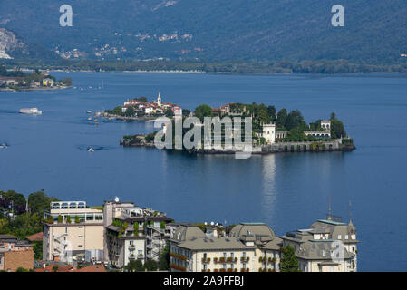 Blick auf Bella und Superiore Inseln auf dem Lago Maggiore in Italien Stockfoto