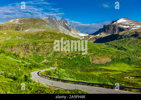 Straße Nr. 55 Auf dem Sognefjell in Jotunheimen/Norwegen Stockfoto