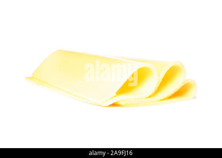 Käsescheiben isoliert auf weißem Hintergrund Stockfoto