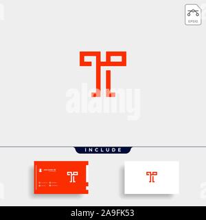 Buchstaben T TT Logo Design einfachen Vektor Stock Vektor