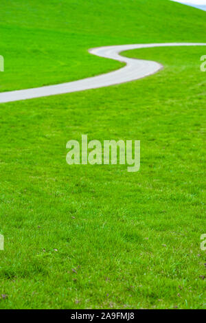 Kurvenreiche Landstraße durch Wiesen Stockfoto