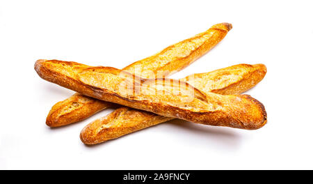 Französische baquette auf weißem Hintergrund Stockfoto