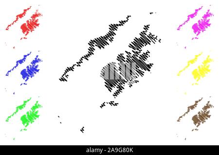 Denali Borough, Alaska (Stadtbezirke und Volkszählung in Alaska, die Vereinigten Staaten von Amerika, USA, USA, USA) Karte Vektor-illustration, kritzeln Skizze K Stock Vektor