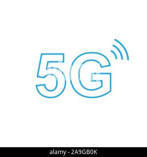 5g Symbol Beschriftung line Stil. Vector EPS 10. Stock Vektor