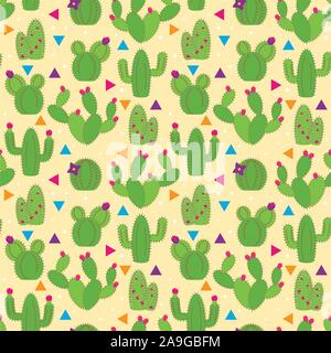 Nahtloses, Tileable Llama und Cactus Muster oder Hintergrund Stock Vektor