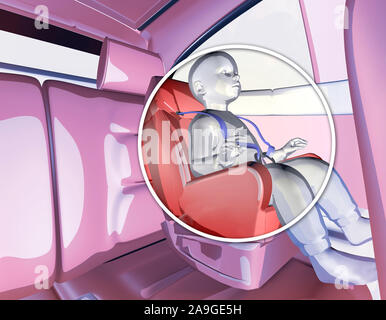 Kindersitz mit Sensor, anti-stich Gerät. Sitz für Autos zugelassen und Kinder sitzen. 3D-Rendering Stockfoto