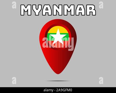 Die Flagge der Republik der Union von Myanmar. Die ursprünglichen Farben und Proportionen. Einfach Vektor eps Abbildung 10, aus Ländern Flag gesetzt. Stock Vektor