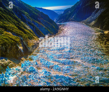 Fox Glacier, Westland Natuional Park, Neuseeland, Südliche Alpen, Westküste der Südinsel Stockfoto