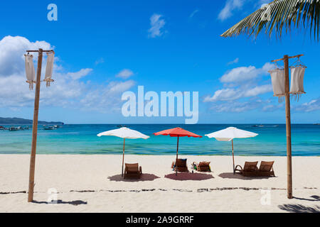 Boracay, Phillippinen, Insel, Strand, Palmen, Stockfoto