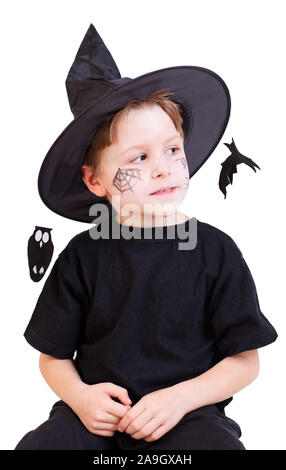 Maedchen, Art, feiert Halloween, Hexe, Kostuem, Stockfoto