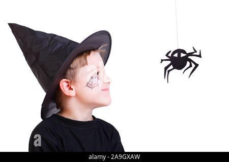 Maedchen, Art, feiert Halloween, Hexe, Kostuem, Stockfoto