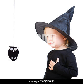 Maedchen, Art, feiert Halloween, Hexe, Kostuem, Stockfoto