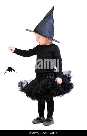 Maedchen, Art, feiert Halloween, Hexe, Kostuem, Stockfoto