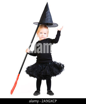 Maedchen, Art, feiert Halloween, Hexe, Kostuem, Stockfoto