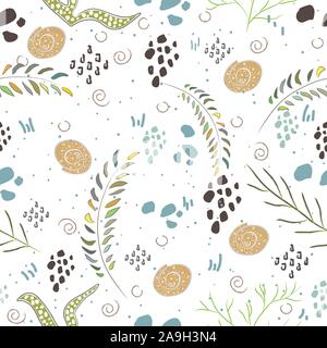 Nahtlose Algen nahtlose Muster. Moderne digitale Design. Marine, Sich wiederholendes Muster. Modern im skandinavischen Stil. Moderne Farben und Design. Stock Vektor