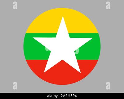 Die Flagge der Republik der Union von Myanmar. Die ursprünglichen Farben und Proportionen. Einfach Vektor eps Abbildung 10, aus Ländern Flag gesetzt. Stock Vektor