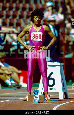 Florence Griffith Joyner konkurrieren auf dem 1984 US olympischen Team Studien. Stockfoto