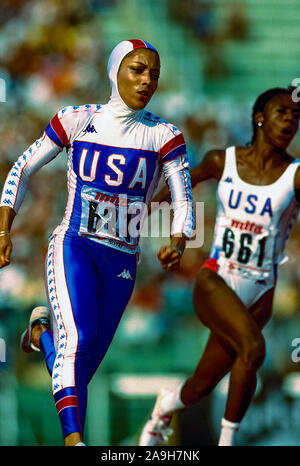 Florence Griffith Joyner (USA) im Wettbewerb bei den Weltmeisterschaften 1987 in der Leichtathletik Stockfoto