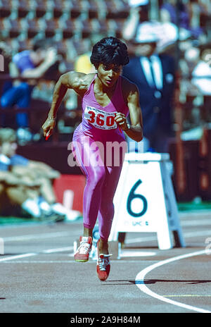 Florence Griffith Joyner konkurrieren auf dem 1984 US olympischen Team Studien. Stockfoto