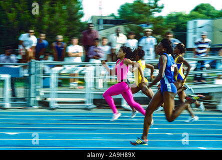 Florence Griffith Joyner konkurrieren an den USA 1987 Outdoor Leichtathletikmeisterschaften Stockfoto