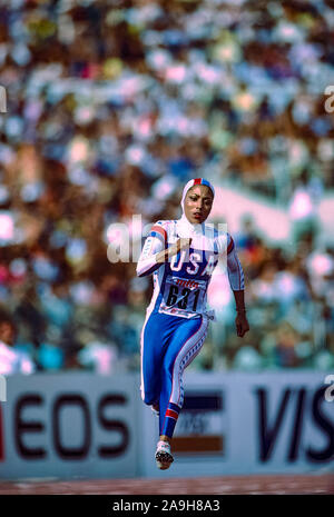 Florence Griffith Joyner (USA) im Wettbewerb bei den Weltmeisterschaften 1987 in der Leichtathletik Stockfoto