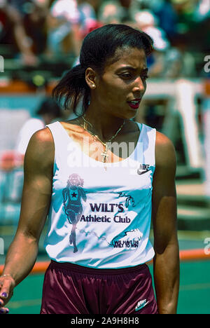 Florence Griffith Joyner konkurrieren an den USA 1982 Outdoor Leichtathletikmeisterschaften Stockfoto