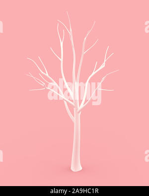 Weiß winter baum mit Niederlassungen auf rosa Hintergrund. 3D-Rendering. Stockfoto