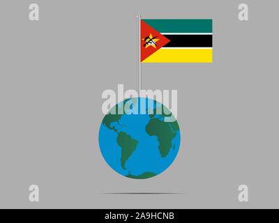 Die Flagge der Republik Mosambik. Die ursprünglichen Farben und Proportionen. Einfach Vektor eps Abbildung 10, aus Ländern Flag gesetzt. Stock Vektor