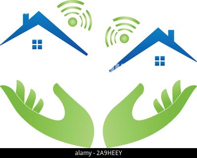 Haus, Kommunikation, Internet, Netzwerk, logo Stock Vektor