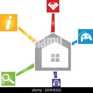 Home, APPs, Kommunikation, Internet, Netzwerk, Logo Stock Vektor