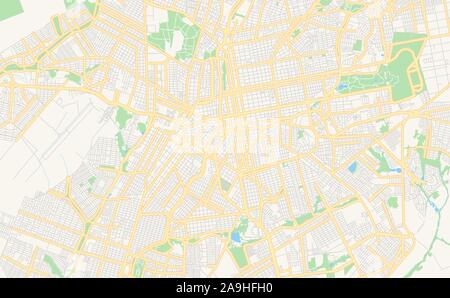 Druckbare Karte von Campo Grande, Brasilien. Karte Vorlage für die geschäftliche Nutzung. Stock Vektor