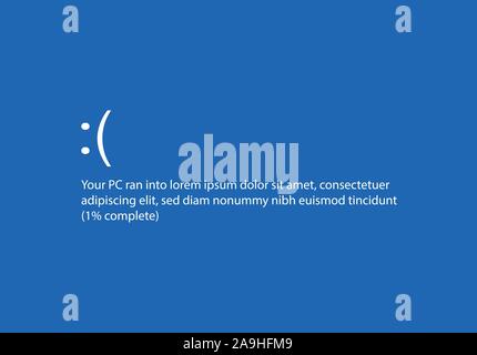 Blauer Bildschirm mit Fehlermeldung des Betriebssystems Stock Vektor