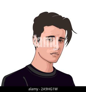 Cartoon Illustration. Vector Illustration von Justin Bieber. Gesicht Abbildung Stockfoto