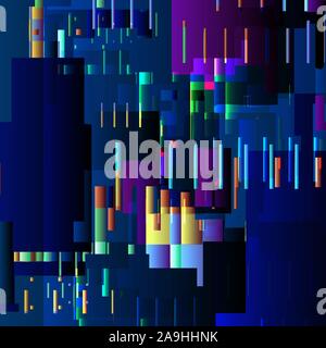 Abstrakte glitch Hintergrund mit bunten Pixel Fehler Linien und grafische Mängel Stock Vektor