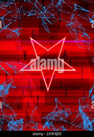 Glitch cyberpunk Rahmen mit Technologie Fehler und Neon Form Stock Vektor