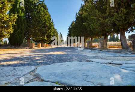 Breite Hauptstraße oder Cardus maximal in der römischen Siedlungen von Italica in Dorf Santiponcethe Spanien Stockfoto