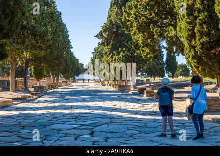 Breite Hauptstraße oder Cardus maximal in der römischen Siedlungen von Italica in Dorf Santiponcethe Spanien Stockfoto